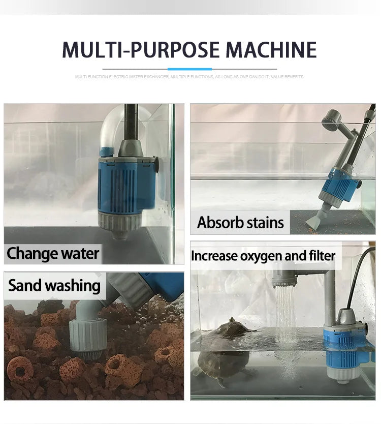 20/28W Electric Aquarium Fish Tank Water Change Pump Aquarium Cleaning Tool Water Changer Gravel Cleaner Siphon Filter Pump