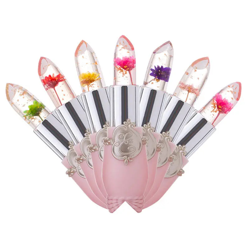 Waterproof Flower LipStick Jelly Flower Transparent Color Changing Lipstick Long Lasting 6 Colors Flower Lipsticks Lip balm