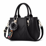 Embroidery Messenger Bags Women Leather Handbags Bags for Women Sac a Main Ladies Hair Ball Hand Bag