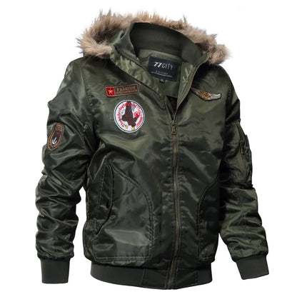 Brand Men's Winter Jacket Coat Male Parkas Military Fur Collar Hooded Fleece Thicken Quilted Bomber Jackets Men Clothing A2F827