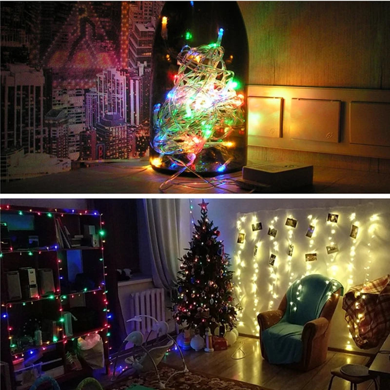 Luzes de natal 5m 10m 20m 30m 50m 100m led string luz de fadas 8 modos luzes de natal para festa de casamento luzes do feriado