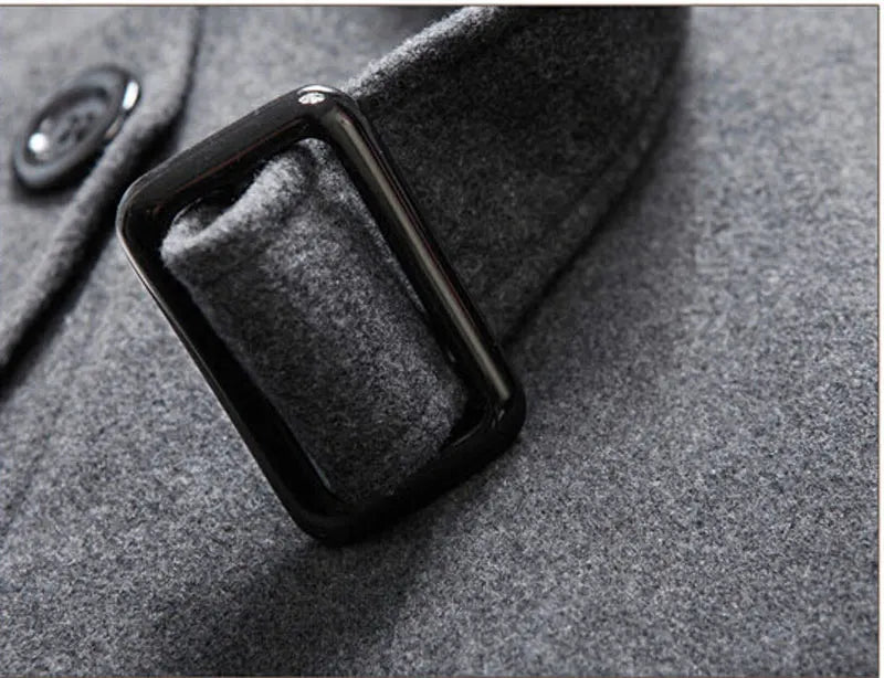 Men's Fleece Hooded Thick Wool Winter Coat 2023 Brand New Long Wool Trench Coat Men Casual Pocket Overcoat with Removable Hood