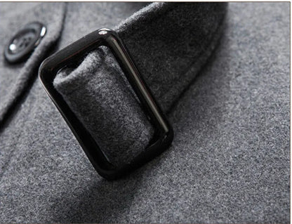 Men's Fleece Hooded Thick Wool Winter Coat 2023 Brand New Long Wool Trench Coat Men Casual Pocket Overcoat with Removable Hood