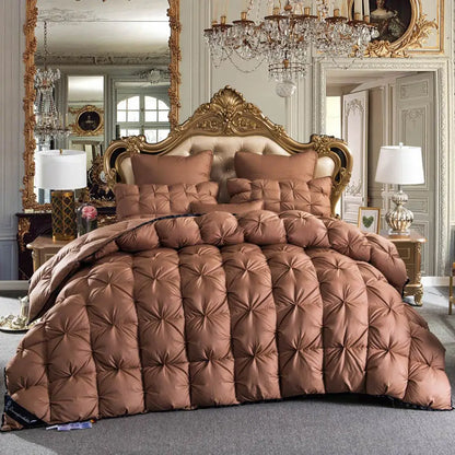 3D luxury 100% Goose Down Duvet Quilted Quilt King Queen Full size Comforter Winter Thick Blanket Solid Color