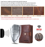 ONTACT'S Genuine Leather Short Wallets for Men RFID Vintage Coin Purse Card Holder Male Money Clip Women‘s Wallet Bag HandbagC
