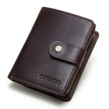 ONTACT'S Genuine Leather Short Wallets for Men RFID Vintage Coin Purse Card Holder Male Money Clip Women‘s Wallet Bag HandbagC