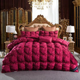 3D Luxury Quilted 100% High Rank Goose Down Duvet Quilt King Queen Full Size Comforter Winter Thick Blanket Solid Color
