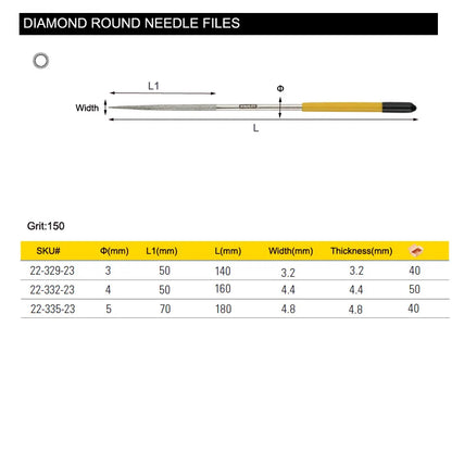 Stanley-fios redondos de diamantes, 1 peça, agulha, lixa de raspa, ferramentas para acabamento, 150, joia de cerâmica, metal, vidro, madeira