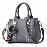 Embroidery Messenger Bags Women Leather Handbags Bags for Women Sac a Main Ladies Hair Ball Hand Bag