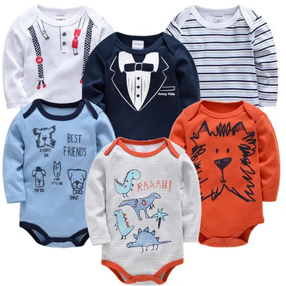Conjunto de 3/6 piezas de ropa de moda para bebés Kavkas, conjunto de algodón suave de manga larga para otoño, mono para niños y niñas, body para recién nacidos
