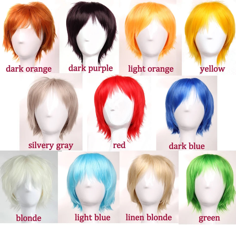 BENIHAIR Synthetic Wig Cosplay Wig White Red Green Blue Pink Yellow Hair Short Layered Wig Fake Hair Extension Men Women Party Wig