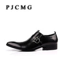 New Fashion Men Oxford Casual  Genuine Leather Business Buckle Pointed Toe Office & Career Men's Sapatos Shoes