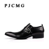 New Fashion Men's Oxford Casual Genuine Leather Business Buckle Pointed Toe Office & Career Shoes