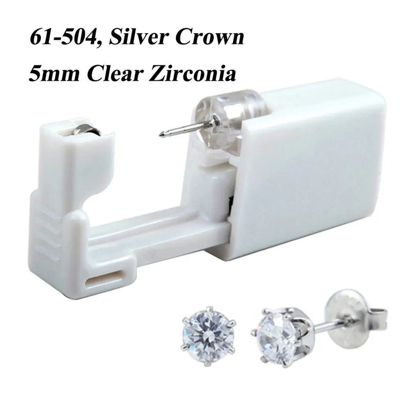 1 peça 316l aço cirúrgico descartável esterilizado unidades de piercing de orelha ferramentas de arma com brinco de cristal cz joias de piercing corporal