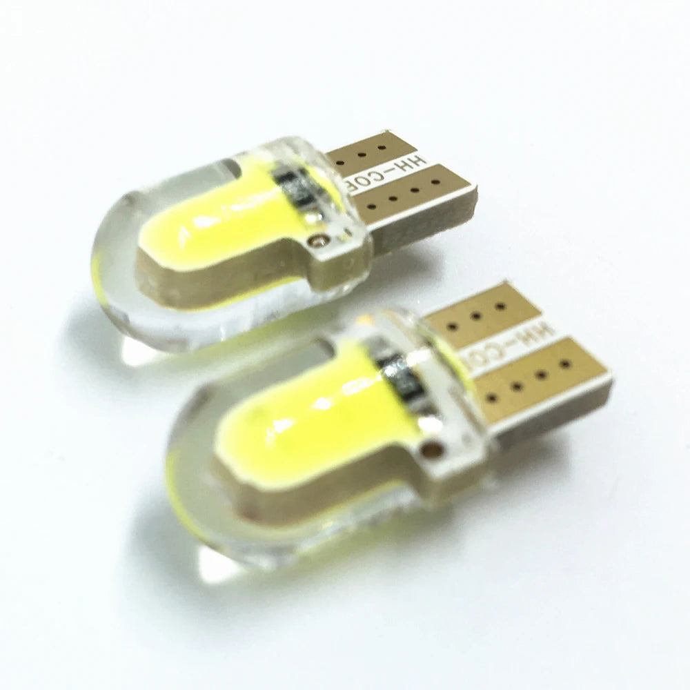2 X Auto T10 LED  W5W LED Super Bright Turn Side Lamp Bulbs White 194 168 LED Lamp 501 COB silicone shell Car LED Lights  12V