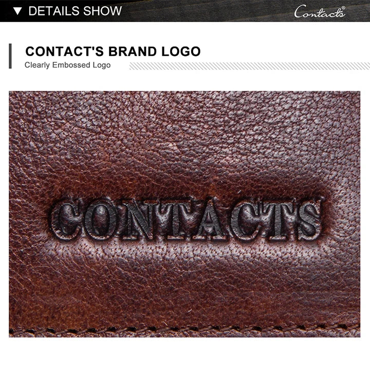 ONTACT'S Genuine Leather Short Wallets for Men RFID Vintage Coin Purse Card Holder Male Money Clip Women‘s Wallet Bag HandbagC