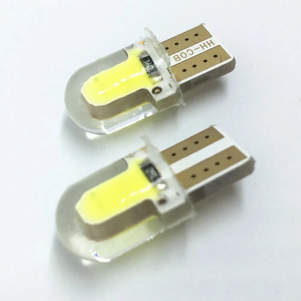 2 X Auto T10 LED  W5W LED Super Bright Turn Side Lamp Bulbs White 194 168 LED Lamp 501 COB silicone shell Car LED Lights  12V