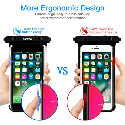 Funda impermeable FONKEN para teléfono, transparente, para la nieve, la selva tropical, bolsa seca, bolsa para natación, fundas grandes para teléfono móvil.