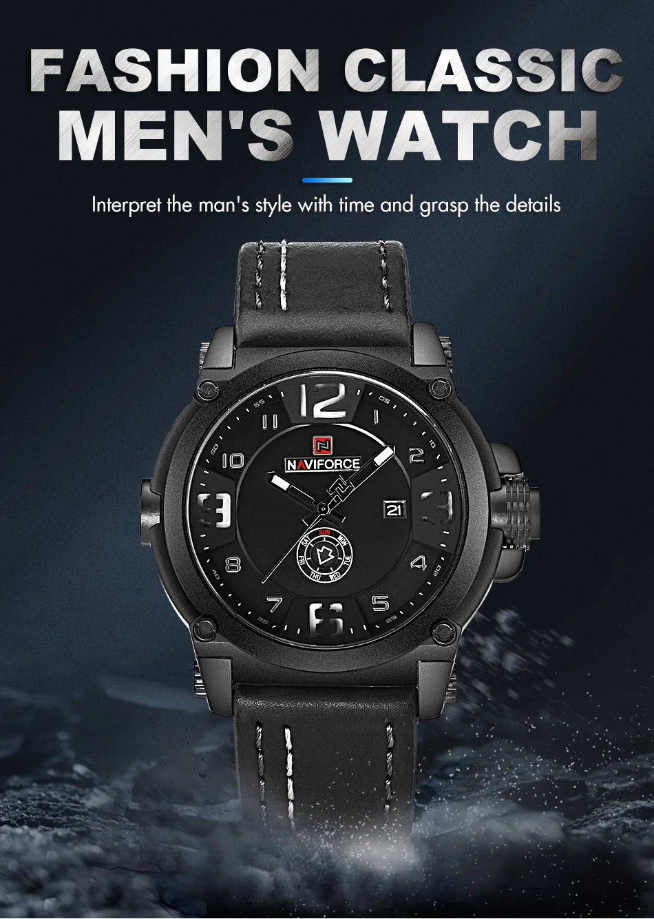 NAVIFORCE Top Luxury Brand Men Sports Military Quartz Watch Man Analog Date Clock Leather Strap Wristwatch Relogio Masculino