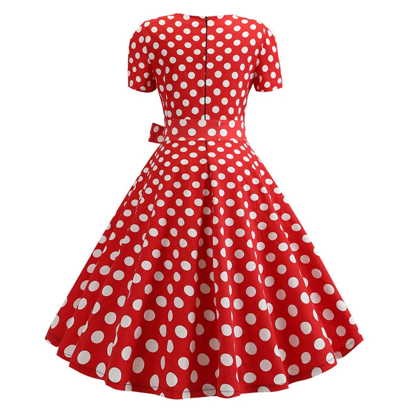 Women Square Collar Elegant Vintage Summer Dress Short Sleeve Midi Dress Robe Femme Casual Office Party Dress
