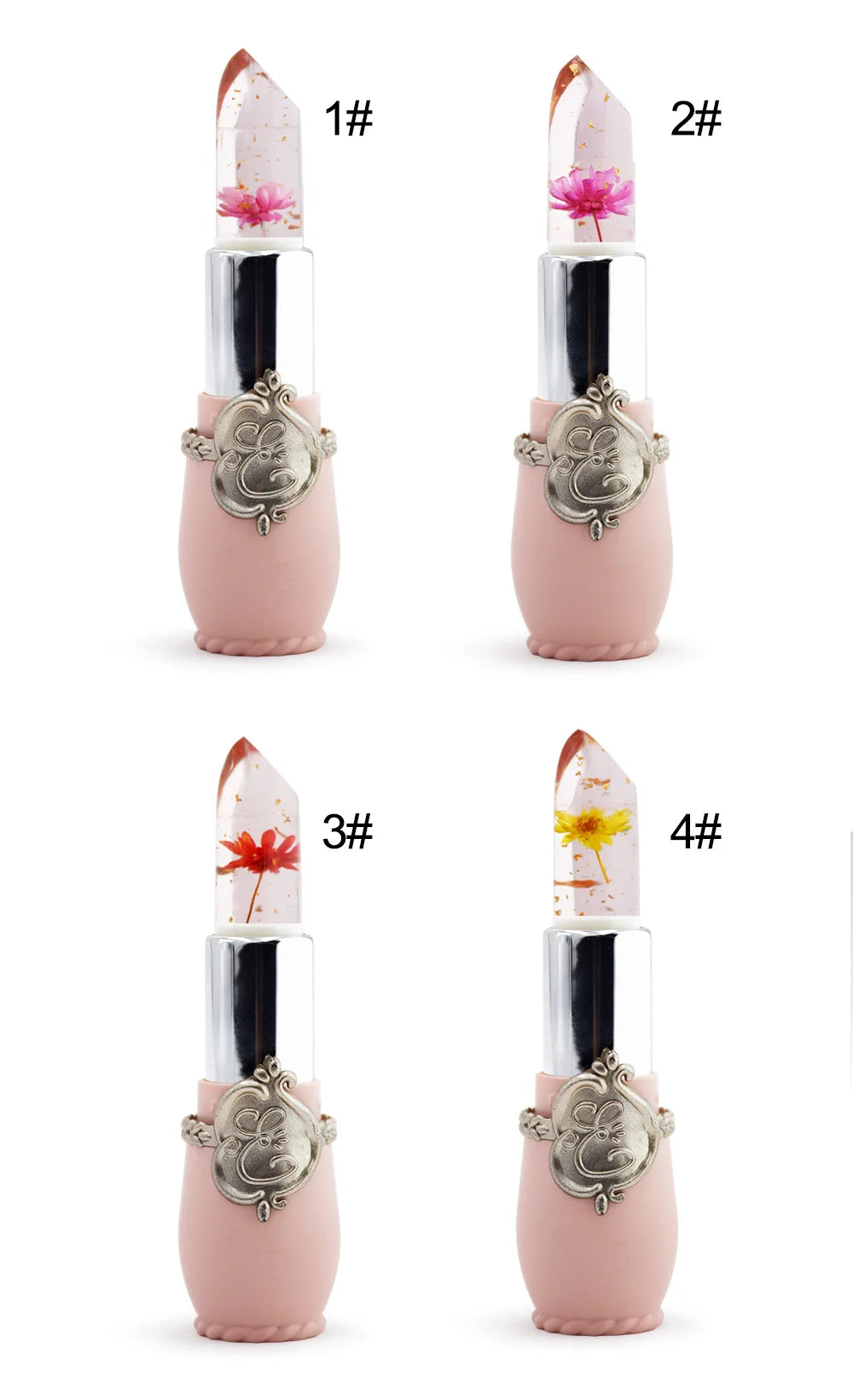 Waterproof Flower LipStick Jelly Flower Transparent Color Changing Lipstick Long Lasting 6 Colors Flower Lipsticks Lip balm