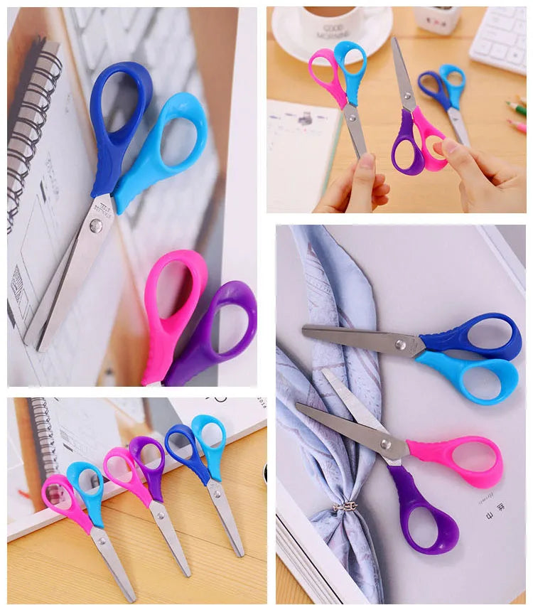 1 Pc Children Cartoon Round Head Safety Scissors  with Plastic DIY Manual Paper-cut Kindergarten Art Designer Stationery
