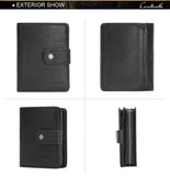 ONTACT'S Genuine Leather Short Wallets for Men RFID Vintage Coin Purse Card Holder Male Money Clip Women‘s Wallet Bag HandbagC