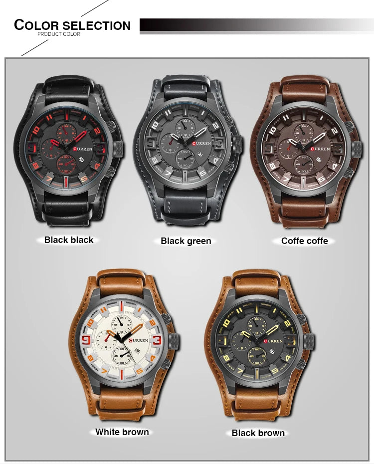 Nuevos relojes CURREN de lujo para hombre, reloj de pulsera de cuero con correa de cuero, reloj de cuarzo informal, reloj deportivo con fecha, relojes 8225