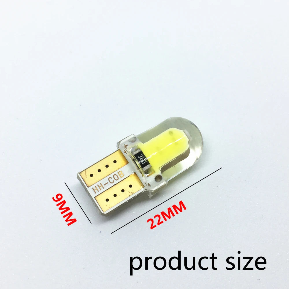 2 X Auto T10 LED  W5W LED Super Bright Turn Side Lamp Bulbs White 194 168 LED Lamp 501 COB silicone shell Car LED Lights  12V