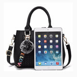 Embroidery Messenger Bags Women Leather Handbags Bags for Women Sac a Main Ladies Hair Ball Hand Bag