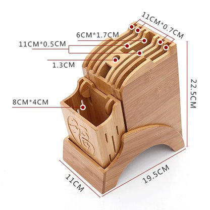 Wood Kitchen Knife Holder Bamboo Scissors Chopsticks Gadget Storage Shelf Rack Knife Block Stand Organizer Accessories