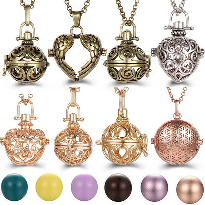 Mexico Music Ball Hollow Zircon Pendant Vintage Perfume Locket Necklace Aromatherapy Diffuser Sweater Chain For Women Jewelry