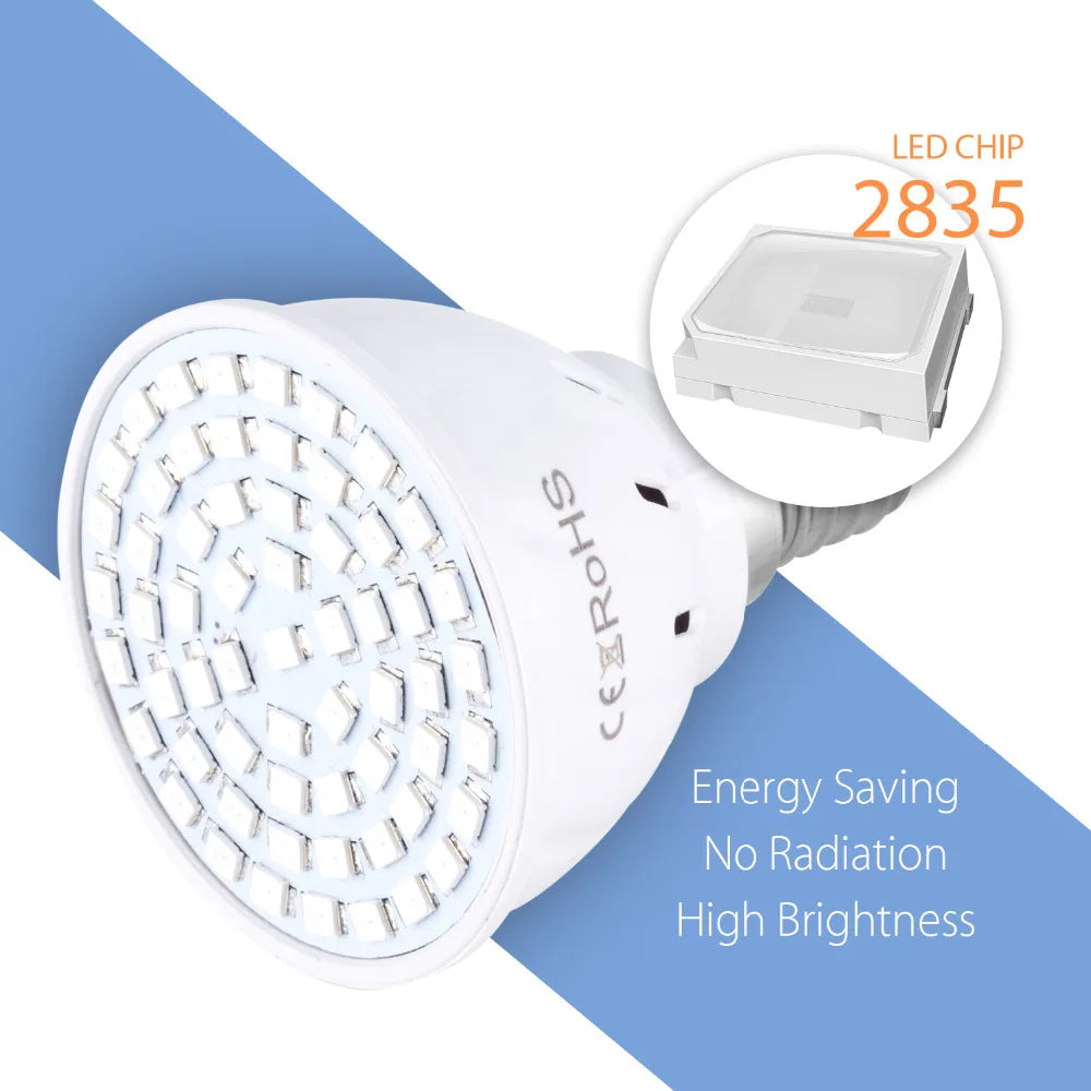 80leds 220v led crescer lâmpada espectro completo led planta crescimento lâmpada iluminação interior crescer luzes plantas e27 sistema hidropônico crescer caixa