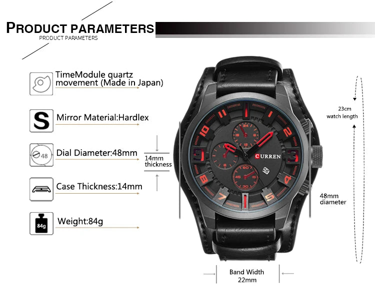 Nuevos relojes CURREN de lujo para hombre, reloj de pulsera de cuero con correa de cuero, reloj de cuarzo informal, reloj deportivo con fecha, relojes 8225