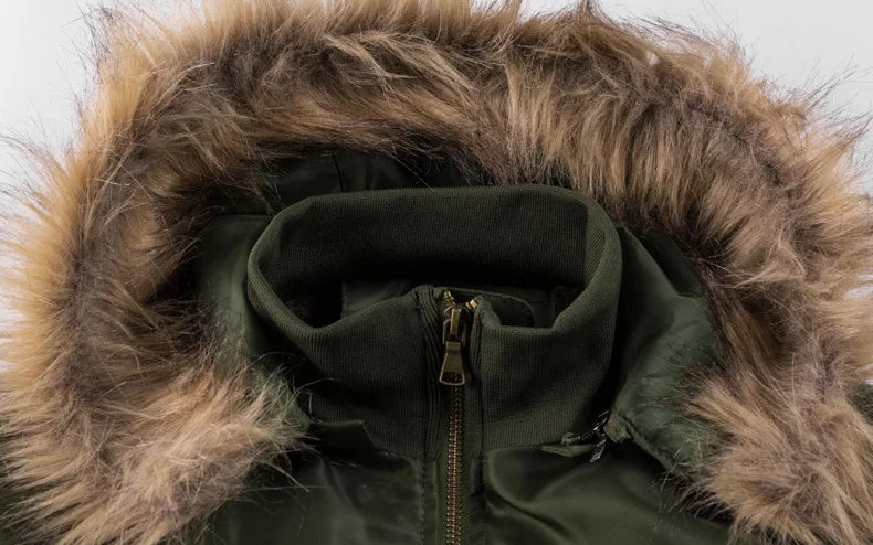 Brand Men's Winter Jacket Coat Male Parkas Military Fur Collar Hooded Fleece Thicken Quilted Bomber Jackets Men Clothing A2F827