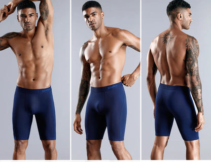 BONITOS Men Boxer Long leg Boxer Men Underwear Men Underpants Erkek Natural Cotton Sexy Boxer Shorts Top Brand Underwear Soft