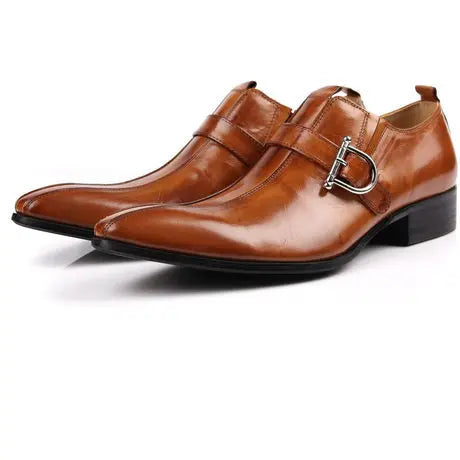 New Fashion Men Oxford Casual  Genuine Leather Business Buckle Pointed Toe Office & Career Men's Sapatos Shoes
