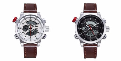 2024 NEW AMST Luxury Brand Men's Quartz LED Watches Men Fashion Casual Sports Clock Genuine Leather Military Wrist Watch