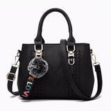 Embroidery Messenger Bags Women Leather Handbags Bags for Women Sac a Main Ladies Hair Ball Hand Bag