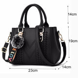 Embroidery Messenger Bags Women Leather Handbags Bags for Women Sac a Main Ladies Hair Ball Hand Bag