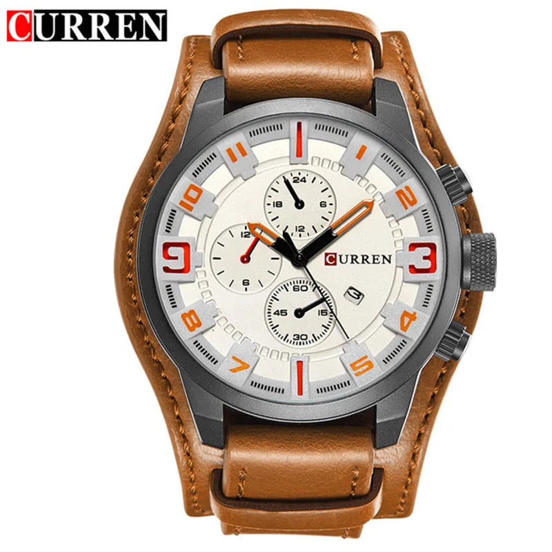 Nuevos relojes CURREN de lujo para hombre, reloj de pulsera de cuero con correa de cuero, reloj de cuarzo informal, reloj deportivo con fecha, relojes 8225