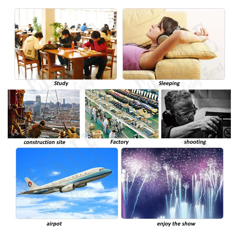 Orejeras antiruido para la cabeza, Protector de oído plegable, SNR-35dB para niños/adultos, estudio, dormir, trabajo, disparar, protección auditiva segura