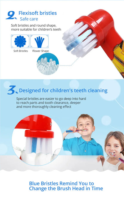 Recambio de cabezales de repuesto para cepillo de dientes eléctrico Oral B EB10 Kids, con cerdas suaves y cabezal redondo pequeño, ideal para limpieza dental de Spiderman y Frozen.