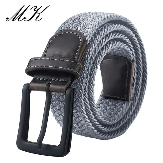 Cinturones de lona MaiKun para hombre, con hebilla de metal, estilo militar, táctico, elástico, para pantalones vaqueros.