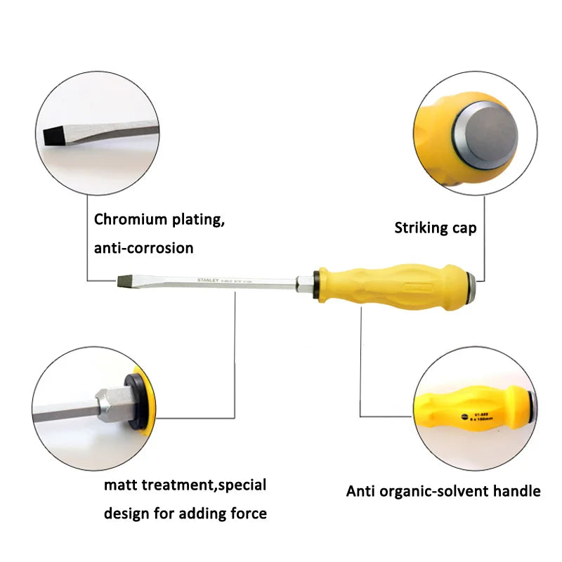 Stanley 1-piece Cold Forged Hammer Head Impact Screwdriver Hammer Phillips Flat Head Strong Torque S2 Steel Screwdrivers