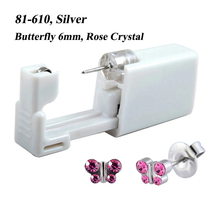 1 peça 316l aço cirúrgico descartável esterilizado unidades de piercing de orelha ferramentas de arma com brinco de cristal cz joias de piercing corporal