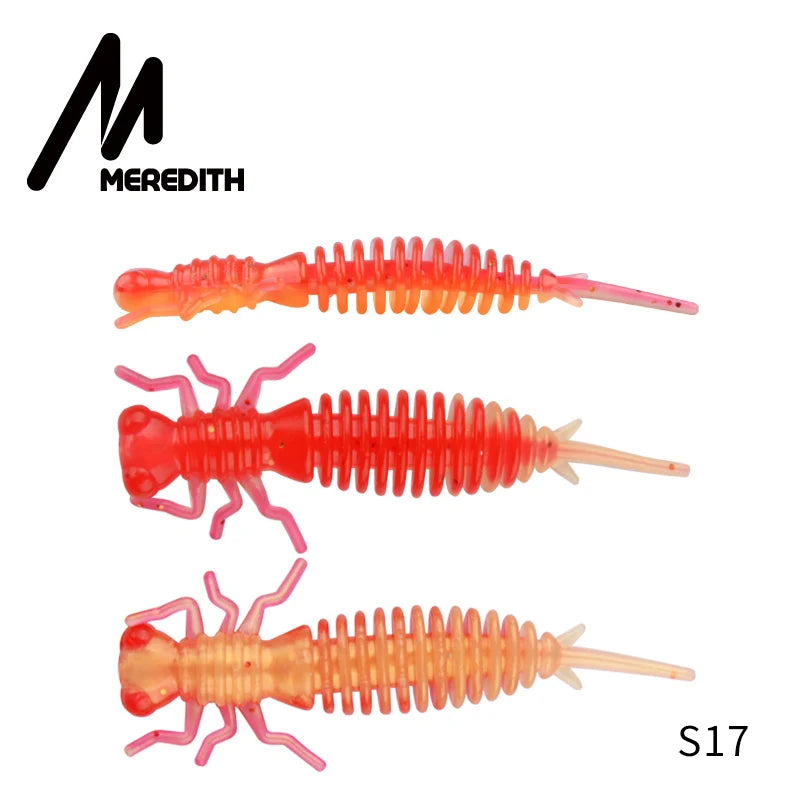 MEREDITH Larva Soft Lures 50mm 62mm 85mm Artificial Lures Fishing Worm Silicone Bass Pike Minnow Swimbait Jigging Plastic Baits
