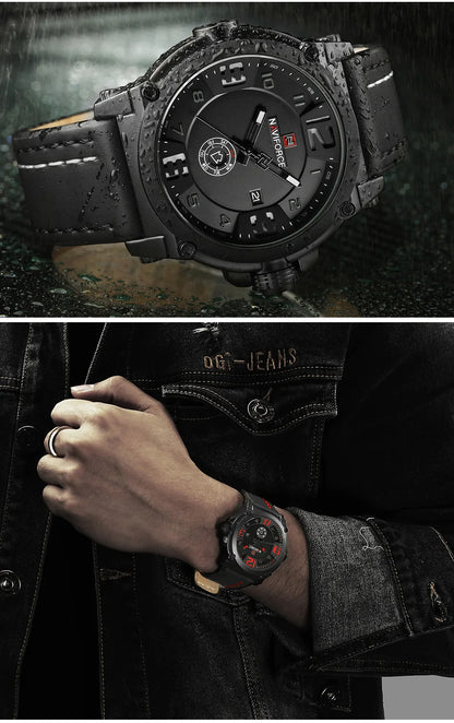 NAVIFORCE Top Luxury Brand Men Sports Military Quartz Watch Man Analog Date Clock Leather Strap Wristwatch Relogio Masculino