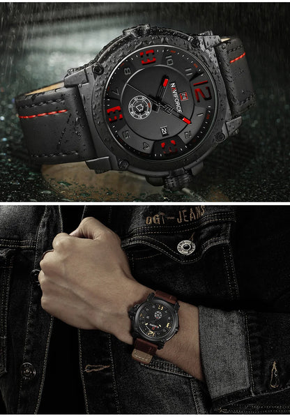 NAVIFORCE Top Luxury Brand Men Sports Military Quartz Watch Man Analog Date Clock Leather Strap Wristwatch Relogio Masculino