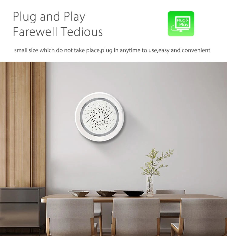 Alarma de sirena NEO Coolcam Smart Tuya Wifi con sensor de temperatura y humedad, compatible con Echo y Google Home Assistant